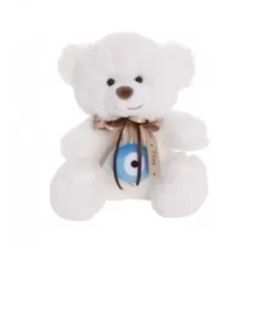 Λούτρινο Αρκουδάκι Bobo Λευκό Με Μπλέ Μάτι Ευχή 40 Εκ. (M4008)