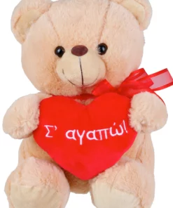 Λούτρινο Αρκουδάκι Μπεζ 25 εκ Με Καρδιά “Σ΄αγαπώ” (VL222512)