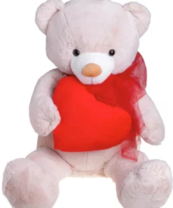 Λούτρινο Αρκουδάκι Κοιλίτσας Μπεζ 100εκ Με Καρδιά Κόκκινη (VL2010001)