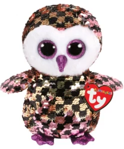 AS το καλό παιχνίδι Λουτρινο Ty Χνουδωτο Sequin Κουκουβαγια Ροζ-Χρυση 16Εκ. (1607-36673)