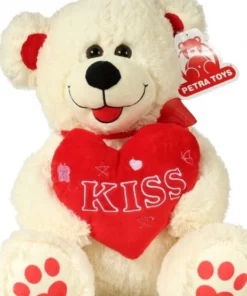 Petra Toys Λούτρινο Αρκουδάκι Με Καρδιά Άσπρο 35 εκ. (18P82/35)