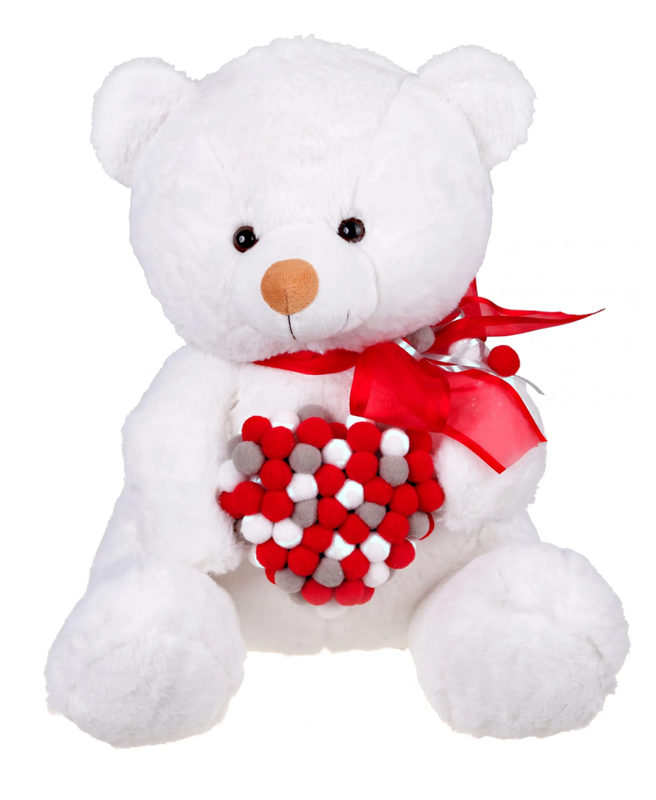 Λούτρινο Αρκουδάκι 40εκ Λευκό Με Καρδιά Απο Πονπον (VL214005) 1 Λούτρινο Αρκουδάκι 40εκ Λευκό Με Καρδιά Απο Πονπον (VL214005)