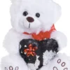 Λούτρινο αρκουδάκι Λευκό Με Μαύρη Καρδιά Από Παγέτες (VL202012) -Λούτρινα Sales Store 698036