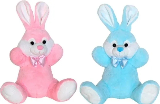 Λούτρινος Λαγός Σε 2 Χρώματα Ροζ-Σιέλ 35 Εκ. (Β1139) 2 Λούτρινος Λαγός Σε 2 Χρώματα Ροζ-Σιέλ 35 Εκ. (Β1139) - Image 2